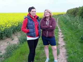 Georgie and Amy - Smiling because we are near the end